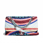 Chanel Multicolor Printed Fabric Foulard Large Flap Bag