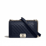 Chanel Navy Blue Boy Chanel Old Medium Flap Bag