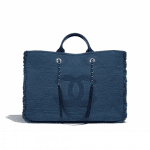 Chanel Navy Blue Fabric Double Face Large Tote Bag
