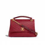 Chanel Red Calfskin/Elaphe Chevron Chic Small Top Handle Bag