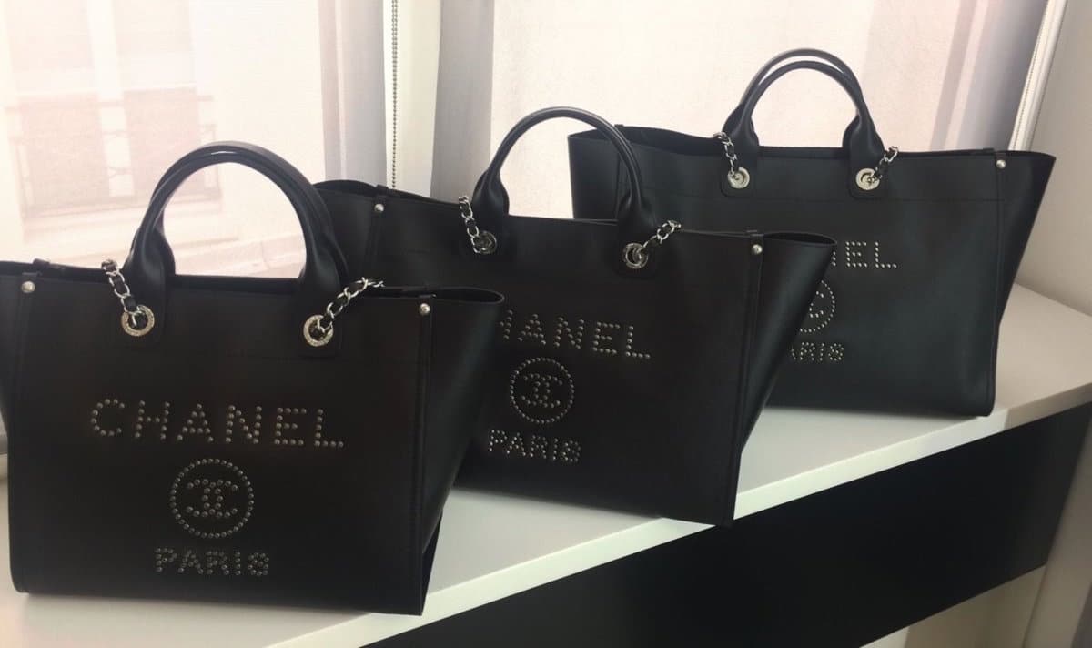 CHANEL Deauville Shopping Tote Bag Black