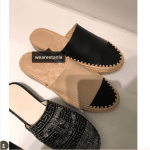 Chanel Tweed and Lambskin Espadrilles Slides