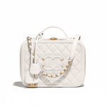 Chanel White CC Filigree Large Vanity Case Bag