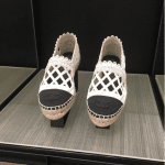 Chanel White/Black Fabric/Grosgrain Perforated Espadrilles 2