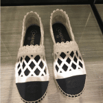 Chanel White/Black Fabric/Grosgrain Perforated Espadrilles 3