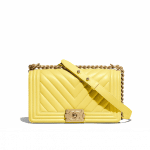 Chanel Yellow Chevron Boy Chanel Old Medium Flap Bag