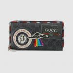 Gucci Black/Grey GG Supreme Night Courrier Zip Around Wallet