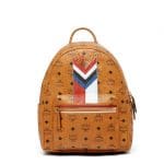 MCM Cognac Chevron Stripe Visetos Stark Backpack Bag
