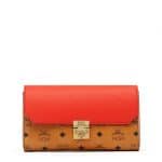 MCM Marigold Orange Visetos Leather Block Patricia Shoulder Bag
