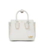 MCM White Studded Outline Mini Milla Tote Bag