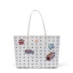 MCM White Victory Patch Visetos Anya Top Zip Shopper Bag