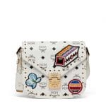 MCM White Victory Patch Visetos Essential Boston Bag