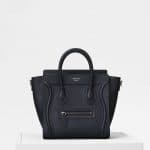 Celine Black Drummed Calfskin Nano Luggage Bag