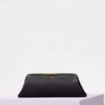 Celine Black Shiny Calfskin Bridge Lock Chunky Clutch Bag