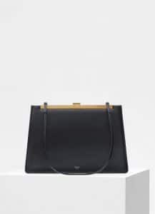 Celine Black Smooth Calfskin Soft Medium Clasp Bag