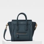 Celine Slate Baby Drummed Calfskin Nano Luggage Bag