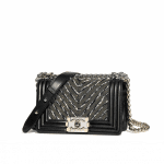 Chanel Black Calfskin/Chain/Tweed Boy Chevron Small Flap Bag