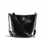 Chanel Black Crumpled Calfskin Small Bucket Bag
