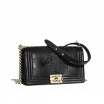 Chanel Black Python Boy Chanel Old Medium Flap Bag