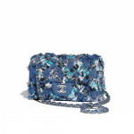 Chanel Blue/Black/White Embroidered Denim/Tweed Mini Flap Bag