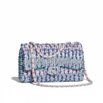 Chanel Blue/Pink/Turquoise Knit Medium Flap Bag