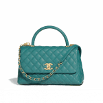 Chanel Green Calfskin/Lizard Small Coco Handle Bag