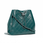 Chanel Green Crumpled Calfskin Drawstring Bag
