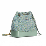 Chanel Green/Blue/Yellow/White Tweed/PVC Gabrielle Small Backpack Bag