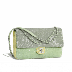 Chanel Green/Light Green/Yellow Sequins Large Flap Bag