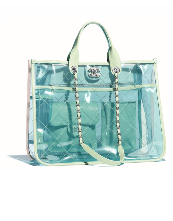 CHANEL Lambskin PVC Quilted Mini Coco Splash Flap Blue Green 1251307