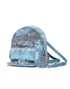 Chanel Light Blue/Turquoise Sequin Waterfall Backpack Bag
