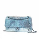 Chanel Light Blue/Turquoise Sequin Waterfall Large Flap Bag