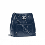 Chanel Navy Blue Aged Calfskin Small Drawstring Bag