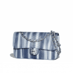Chanel Navy Blue Python Classic Flap Medium Bag