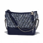 Chanel Navy Blue/Black/White Tweed/PVC Gabrielle Hobo Bag
