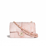 Chanel Orange/White Python with Braided Chain Classic Flap Mini Bag