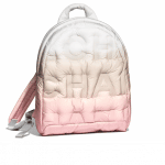 Chanel Pink/Beige/White Embossed Nylon Doudoune Backpack Bag