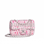 Chanel Pink/White/Dark Pink Knit Small Flap Bag