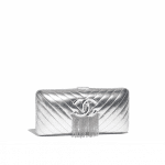 Chanel Silver Lambskin/Chains Metallic Fringe Evening Bag