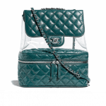 Chanel Turquoise Crumpled Calfskin/PVC Large Flap Bag