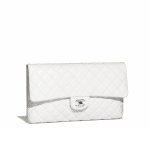 Chanel White Classic Quilted Clutch Bag