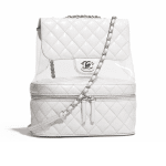 Chanel White Crumpled Calfskin/PVC Large Flap Bag