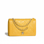 Chanel Yellow Crumpled Calfskin Bi Quilted Flap Bag
