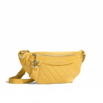 Chanel Yellow Crumpled Calfskin Bi Quilted Waist Bag