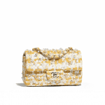 Chanel Yellow/White Embroidered Tweed Mini Flap Bag