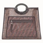 Fendi Brown/Tobacco Logo Leather/Mesh Runaway Shopper Bag