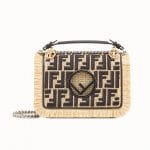 Fendi Natural/Black Logo Raffia/Leather Kan I F Small Bag