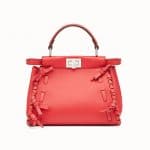 Fendi Red Leather with Bows Peekaboo Mini Bag