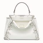 Fendi White Leather with Bows Peekaboo Bag