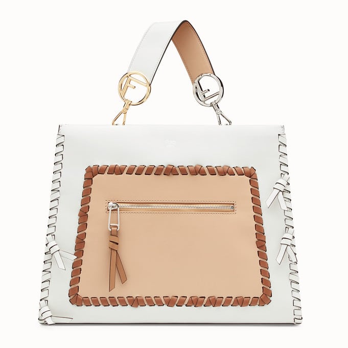 Fendi White/Tan Leather with Bows Runaway Regular Bag